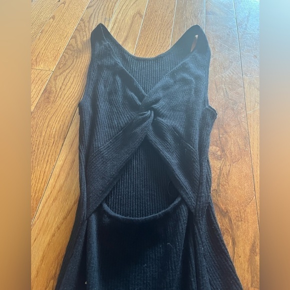 Cut Out Twist Ribbed Maxi Dress Stretch Hollow Out Long Minimalist Goth Y2K - Picture 2 of 8